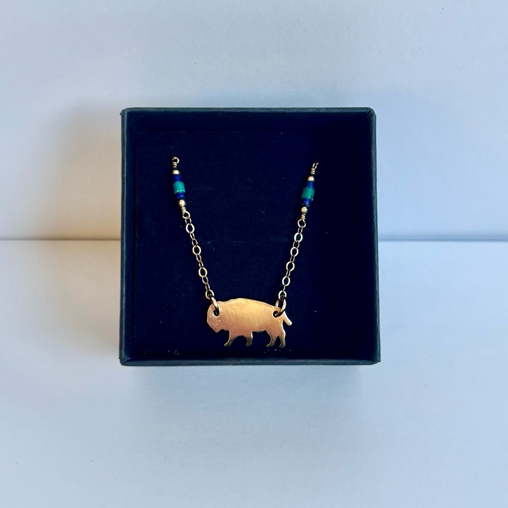 14k Gold-plated buffalo pendant necklace